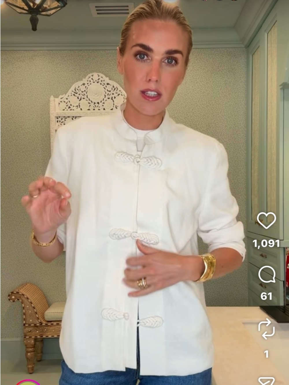 White Linen Mandarin Jacket